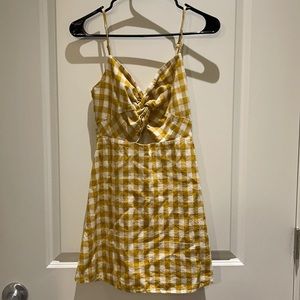 Wild honey mustard yellow & white checkered dress